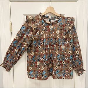 Grace Holiday Floral Blouse Size Small 100% Cotton Cottage Praire Country Core